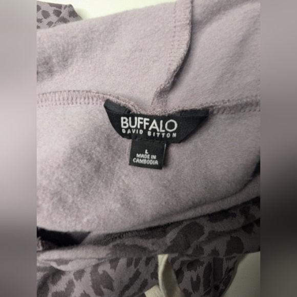Buffalo David Bitton Womens Large Purple Leopard Print Hoodie - No Pockets - Picture 6 of 13